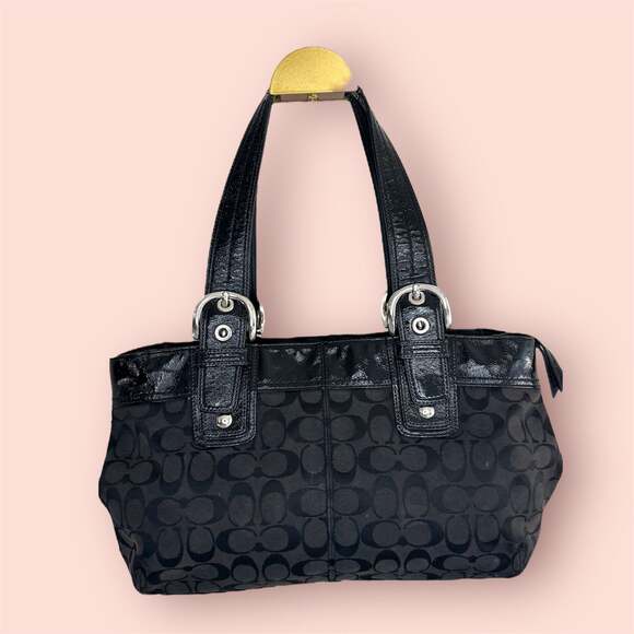 Coach | Bags | Coach Soho Pleated Signature Black Canvas Large